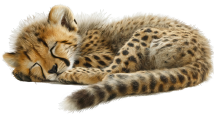 Sleeping Baby Cheetah Isolated on White Background