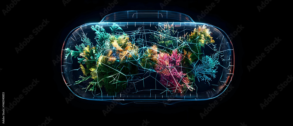 Poster abstract virtual reality globe display