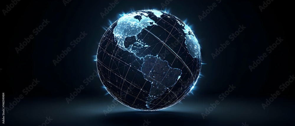 Poster abstract illuminated digital globe design