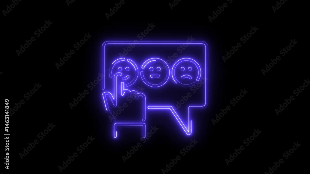 Poster digital feedback emotion scale animated glowing neon style on black background