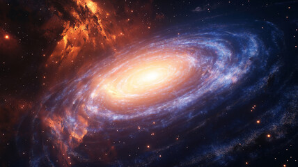 Fototapeta premium Expansive view of the universe showcasing spiral galaxy and countless cosmic stars