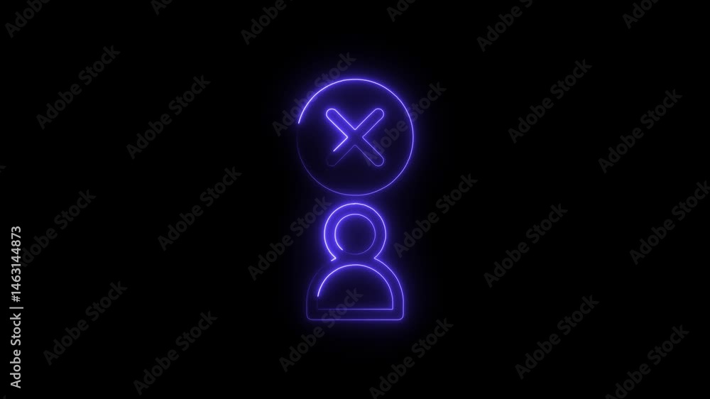 Poster neon user account disabled icon on black background for cyber security concepts