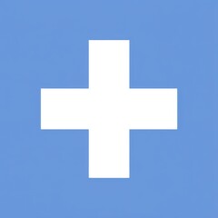 Obraz premium White plus symbol on a light blue background representing positivity and addition