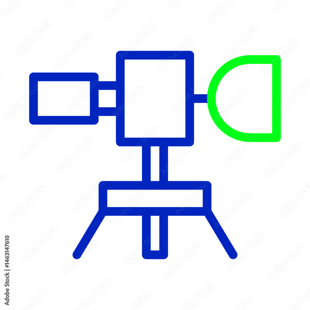 Poster stylized video camera icon illustration with sharp lines and minimal design