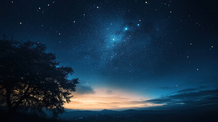 Fototapeta premium A peaceful view of a starry sky, with stars sparkling brightly in the night