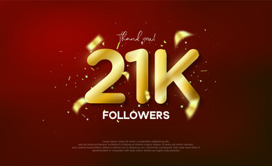 Golden metallic number thank you followers 21k.