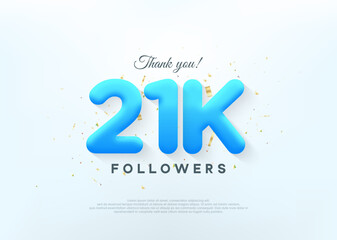 Thank you 21k followers, with blue balloons numbers.