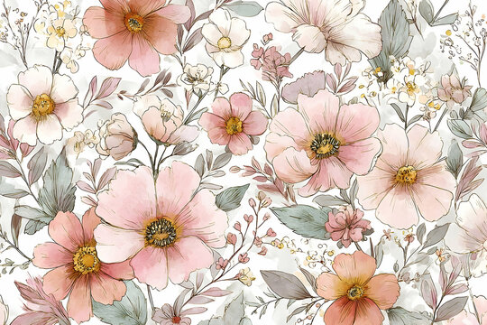 Delicate floral pattern with muted colors.