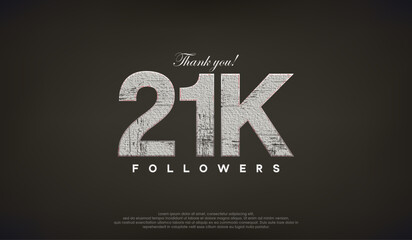 Abstract design thank you 21k followers, with gray color.