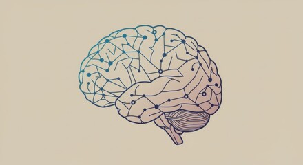 Abstract Neural Brain Network Illustration on Light Background
