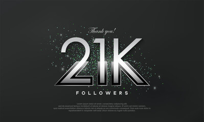 Silver metallic thank you so much for 21k followers, luxurious and elegant design.