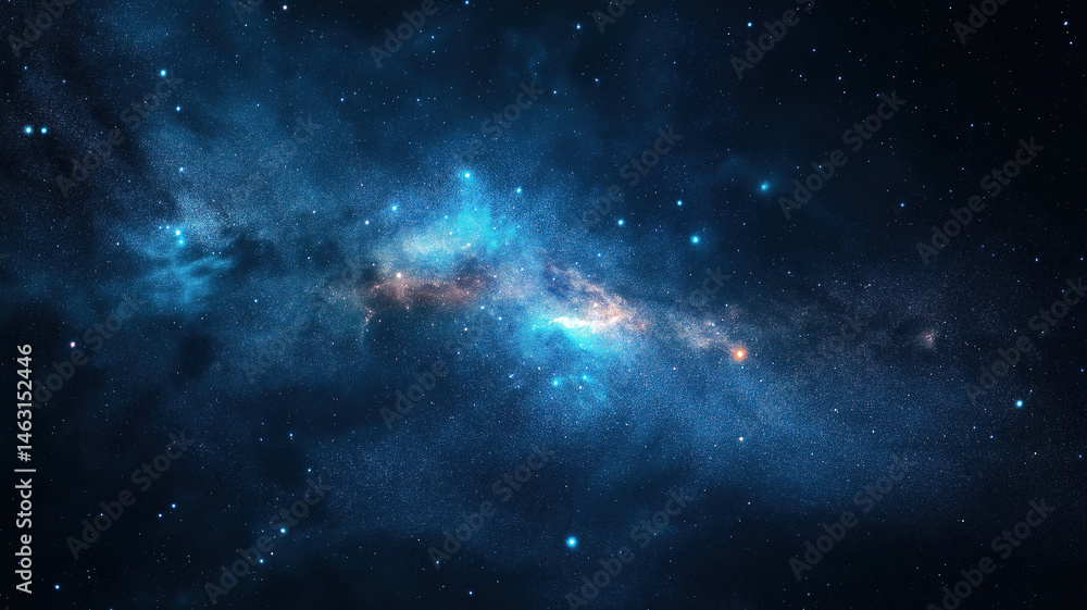Poster deep blue night sky glowing with stars creating a tranquil and expansive view of the universe