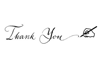手書き風の筆記体で書いたThank You（ありがとう）の文字（カリグラフィー）

