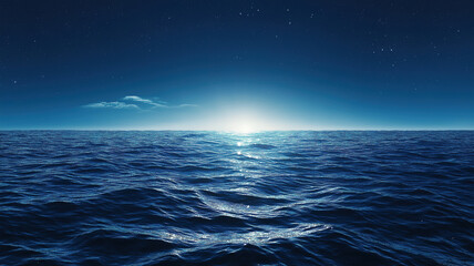 Obraz premium Blue earth shining brightly on the horizon surrounded by a starry sky in the vast universe