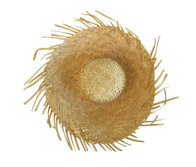 top view straw hat symbol of june festival isolated