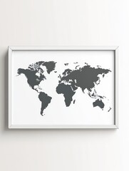 Simple world map graphic art print