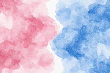 Abstract watercolor blend of soft pink and light blue hues.  Two distinct color areas meet in the center