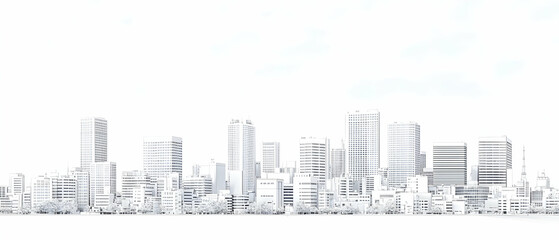 Fototapeta premium Abstract Cityscape Skyline Outline Drawing