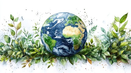 Earth surrounded by greenery