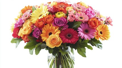 Vibrant Colorful Flower Bouquet Roses Gerbera Daisies Spring Summer Floral Arrangement Beautiful Nature Photography Bright Vivid  