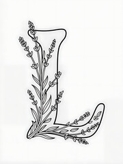 Letter L Flower Monogram – Coloring Page Design