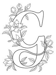 Letter G Flower Monogram – Coloring Page Design