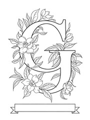 Letter G Flower Monogram – Coloring Page Design
