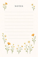Cream Floral Lined Journal Page – Yellow and Orange Flowers