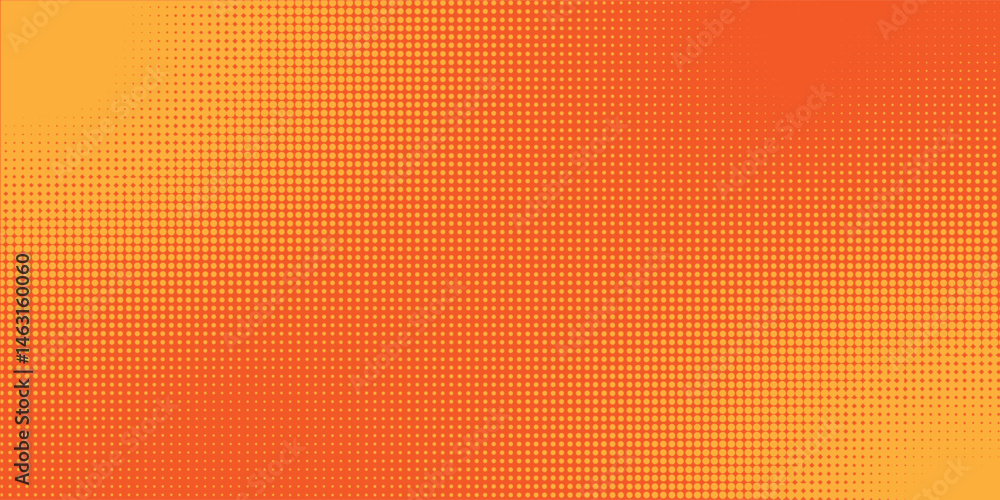 Poster dots halftone orange color pattern gradient texture with technology digital background. dots pop art