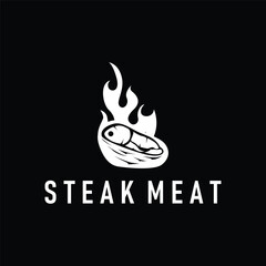 steak logo design concept steak meat bbq simple illustration symbol template food meat delicious brand product cafe and restaurant business