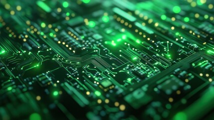 Obraz premium Abstract technological motherboard with luminous circuits and glowing connections