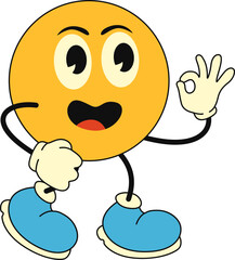 Retro Cartoon Character Emoji Illustration. Word Emoji Day Vector Isolated.
