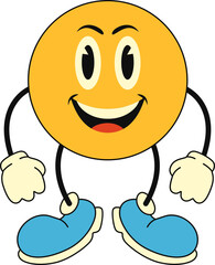 Retro Cartoon Character Emoji Illustration. Word Emoji Day Vector Isolated.