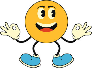 Retro Cartoon Character Emoji Illustration. Word Emoji Day Vector Isolated.