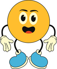 Retro Cartoon Character Emoji Illustration. Word Emoji Day Vector Isolated.