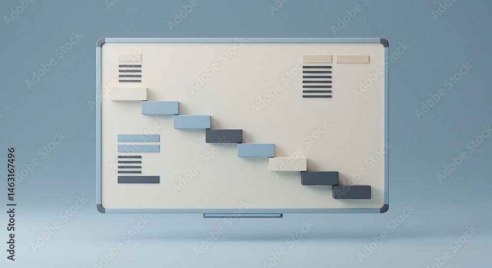 Aufkleber project timeline planning on whiteboard with block chart