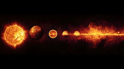 Naklejka premium Solar System in Infrared: An infrared view of the solar system, highlighting the heat signatures of the planets and the sun. 