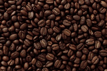 Aromatic arabica coffee beans providing a full frame for a delicious brew