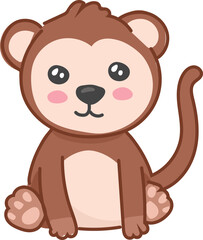 Monkey cartoon animal front view vector illustration