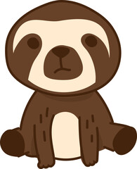 Sloth cartoon animal front view vector illustration