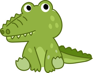 Crocodile cartoon animal front view vector illustration