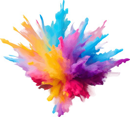 Colorful Paint Explosion, Vibrant Watercolor Burst on White Background