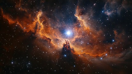 Fototapeta premium A vibrant cosmic nebula filled with stars and gas, showcasing the beauty of the universe.