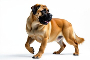 Obraz premium Majestic mastiff, powerful stance, white background, full body, powerful