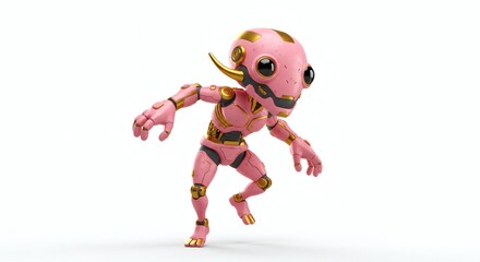 alien pink and golden on white background 