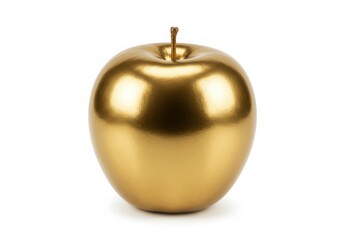 A shiny golden apple isolated on white background