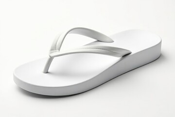 Single white flip-flop isolated on pure white background , rubber, summer footwear