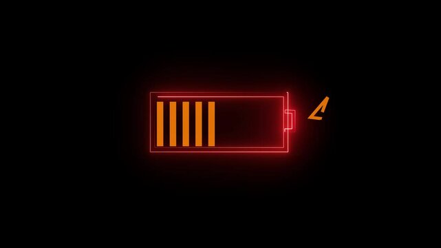 Abstract sign of the neon battery charging animation
Important information, Graphic Animation of Floating Battery on the digital grid are being fully charged,green energy battery full charged eco frie