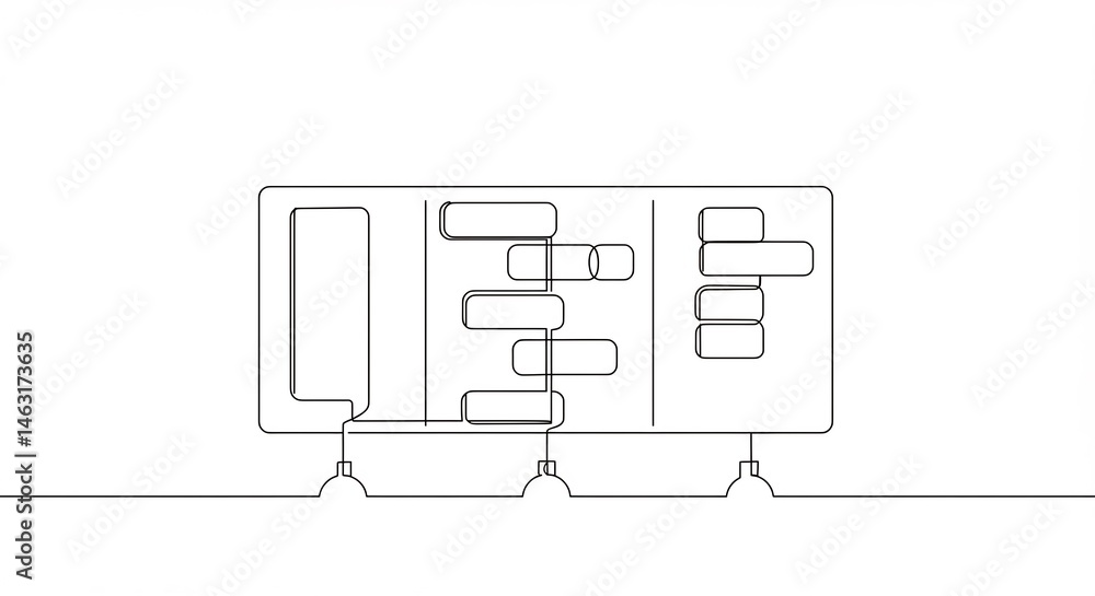 Aufkleber visualizing flowchart structure with simple line art