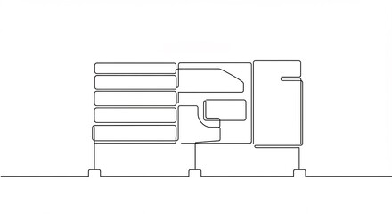 Minimalist Line Art of a Modern Building